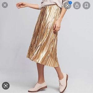 Maeve by Anthropologie Gold Pleated Skirt